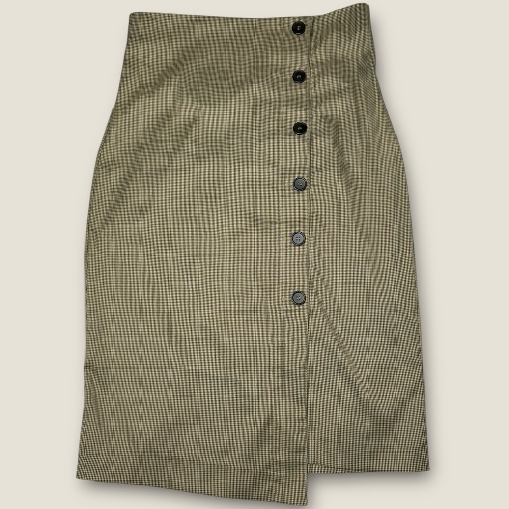 Walter‎ Baker Tan Plaid Pencil Skirt with Buttons Size 10